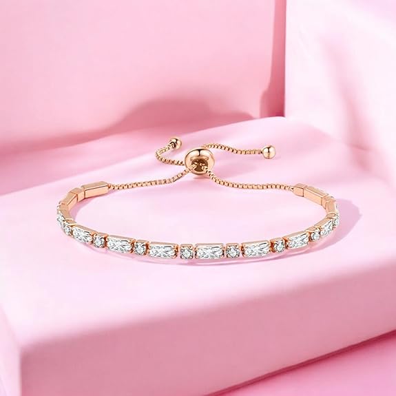 Nilu's Collection Stylish Cubic Zirconia American Diamond Adjustable Bracelet For Women & Girls Bracelet, Gift for Her - View 5 of 5