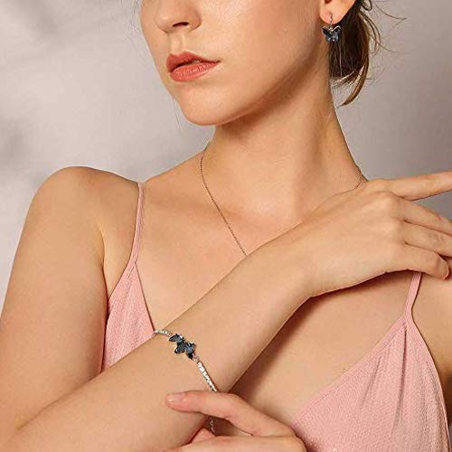 Shining Diva Fashion Valentine Gift Girlfriend Wife Stylish Blue Crystal Silver Platinum Plated Cubic Zirconia Charm Bracelet for Women Girls (vg10958b) - View 2 of 4
