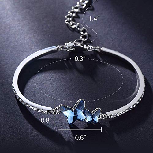 Shining Diva Fashion Valentine Gift Girlfriend Wife Stylish Blue Crystal Silver Platinum Plated Cubic Zirconia Charm Bracelet for Women Girls (vg10958b) - View 3 of 4