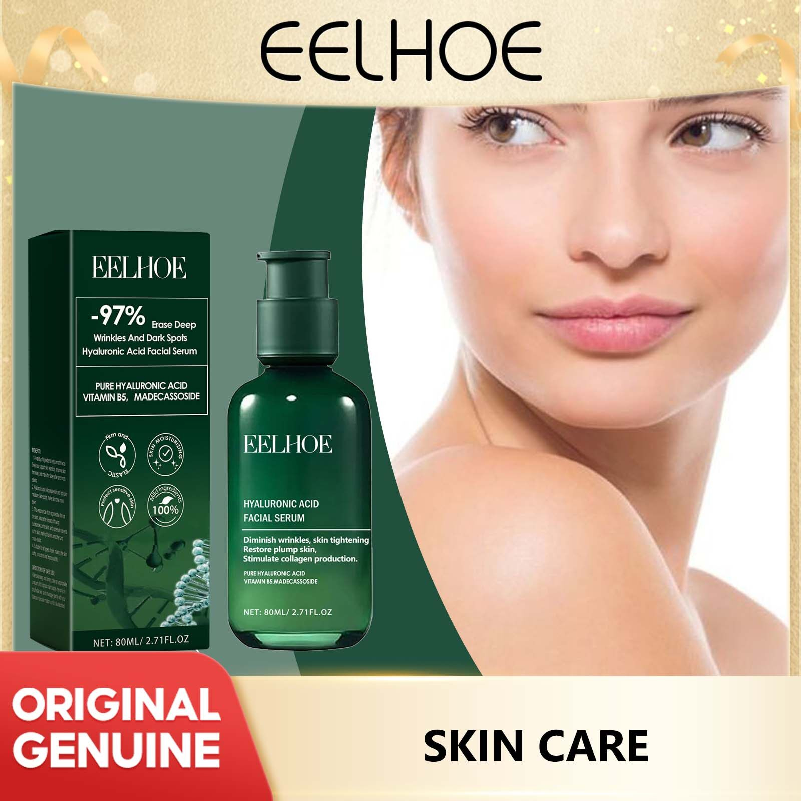 EELHOE Hyaluronic Acid Facial Serum Nicotinamide Essence Intense Hydration Anti-Aging Fine Line Repair Brightening Moisturizing Glossy Skin Care Lightweight Fast Absorbing Daily Use Radiant Smooth - View 3 of 3