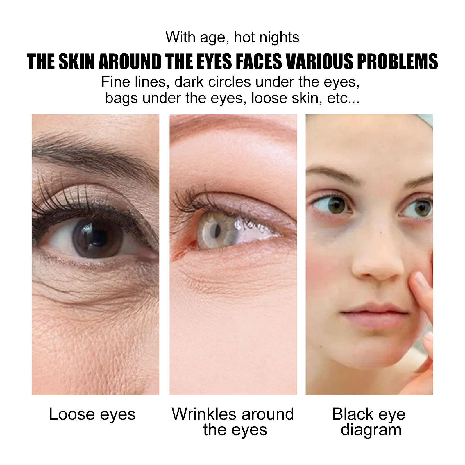 Eelhoe Instant Eye Cream Anti-Dark Circles Puffiness Eye Bags Removal Smooth Elastic Moisturizing Whitening Firming Anti-Wrinkle Fine Lines Repair Eye Care Hydrating Brightening Daily Use Fast Absorbing Formula - View 3 of 3
