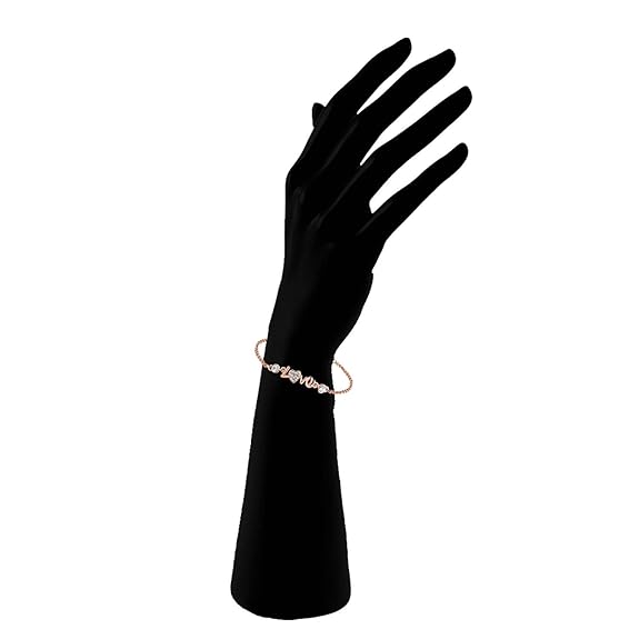 Om Jewells Valentine Gift Rose Gold Plated Jewellery Combo Of 5 Adjustable Chain Bangle Bracelet Emblished With White Crystal Elements Fitted for Girls & Women CO1000280 (Pink) - View 4 of 5