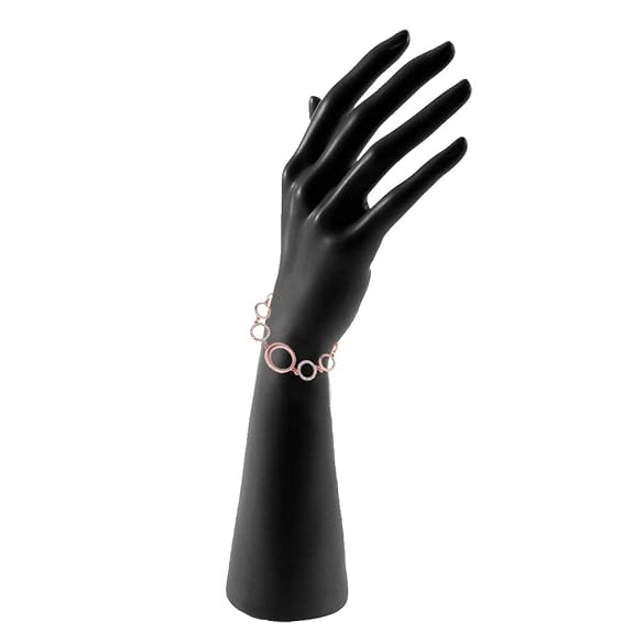 Om Jewells Valentine Gift Rose Gold Plated Jewellery Combo Of 5 Adjustable Chain Bangle Bracelet Emblished With White Crystal Elements Fitted for Girls & Women CO1000280 (Pink) - View 5 of 5