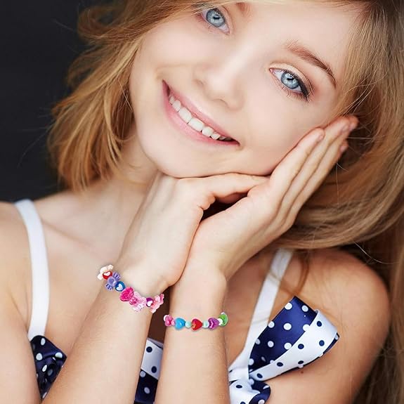 SANNIDHI® 6Pcs Beads Bracelet for Girls Kids Friendship Bracelet Cute Bracelets Set Toddler Costume Jewelry Party Pretend Play Birthday Christmas Gifts - View 2 of 6
