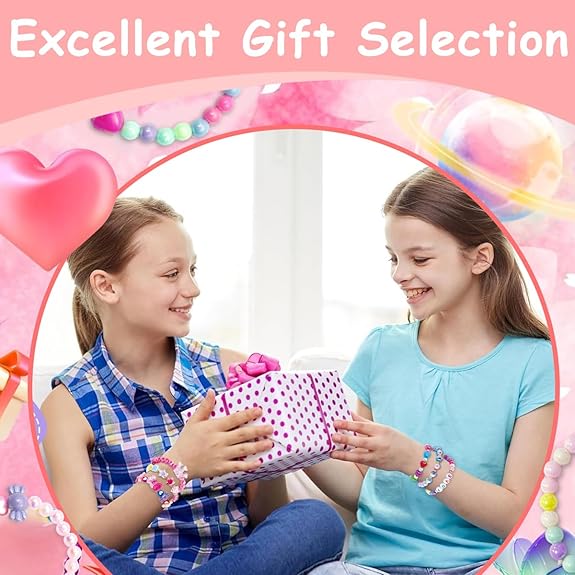SANNIDHI® 6Pcs Beads Bracelet for Girls Kids Friendship Bracelet Cute Bracelets Set Toddler Costume Jewelry Party Pretend Play Birthday Christmas Gifts - View 3 of 6