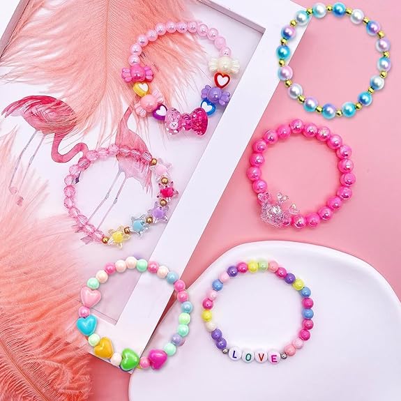 SANNIDHI® 6Pcs Beads Bracelet for Girls Kids Friendship Bracelet Cute Bracelets Set Toddler Costume Jewelry Party Pretend Play Birthday Christmas Gifts - View 4 of 6
