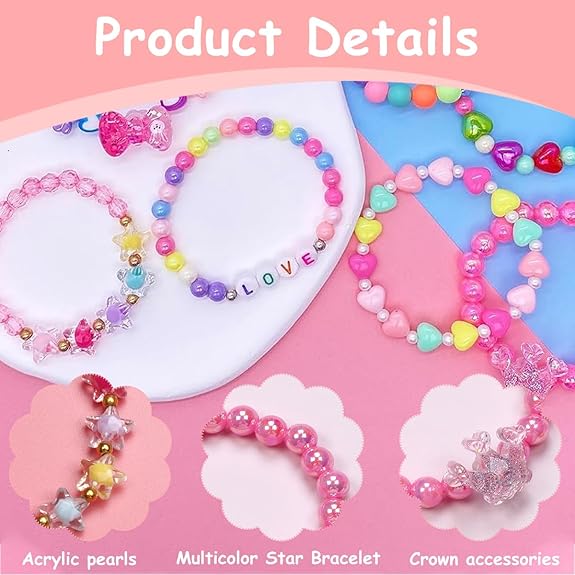 SANNIDHI® 6Pcs Beads Bracelet for Girls Kids Friendship Bracelet Cute Bracelets Set Toddler Costume Jewelry Party Pretend Play Birthday Christmas Gifts - View 5 of 6