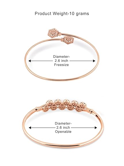 ZAVERI PEARLS Set of 2 Rose Gold Contemporary Cubic Zirconia Brass Kada Style Bracelet For Women-ZPFK11116 - View 2 of 5