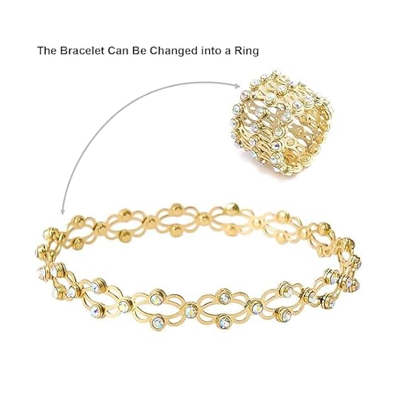  Transformable Bracelet cum Ring Jewellery for Women,Adjustable Bracelet Ring,2 in 1 convertable Alloy magic ring bracelets for women & girls,Pack of 1 - View 3 of 4