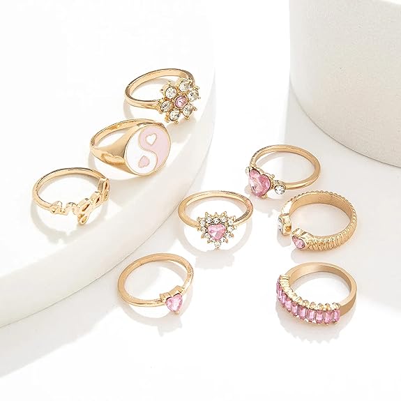 Fashion Frill Stackable Rings For Girls Finger Ring Oxidized Free Size Silver Plated AD Free Size Silver Boho Midi Finger Rings For Women Girls Ring Jewellery Combo Set - View 4 of 5