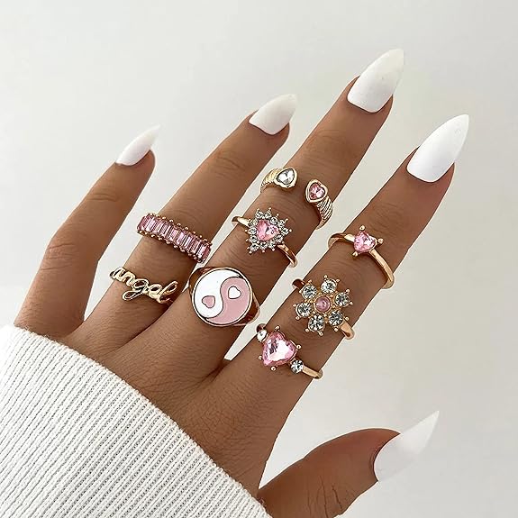 Fashion Frill Stackable Rings For Girls Finger Ring Oxidized Free Size Silver Plated AD Free Size Silver Boho Midi Finger Rings For Women Girls Ring Jewellery Combo Set - View 5 of 5