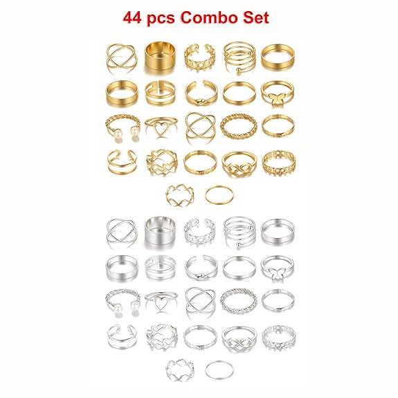 Shining Diva Fashion 44 pcs Combo Set Gold and Silver Plated Rings for Women and Girls Latest Stylish (cmb300) - View 3 of 5