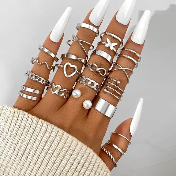 Shining Diva Fashion 44 pcs Combo Set Gold and Silver Plated Rings for Women and Girls Latest Stylish (cmb300) - View 4 of 5
