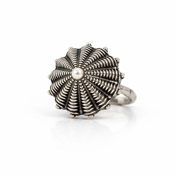 Mandala Glory Ring | Adjustable Oxidised Silver-Tone Finger Ring with Intricate Circular Engraved Design, Ethnic Boho Jewelry for Women & Girls - View 2 of 2
