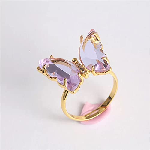Vembley Gold Plated Purple Crystal Butterfly Ring Set For Women And Girls,Adjustable - View 2 of 5