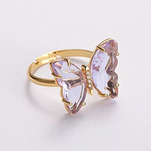 Vembley Gold Plated Purple Crystal Butterfly Ring Set For Women And Girls,Adjustable - View 3 of 5