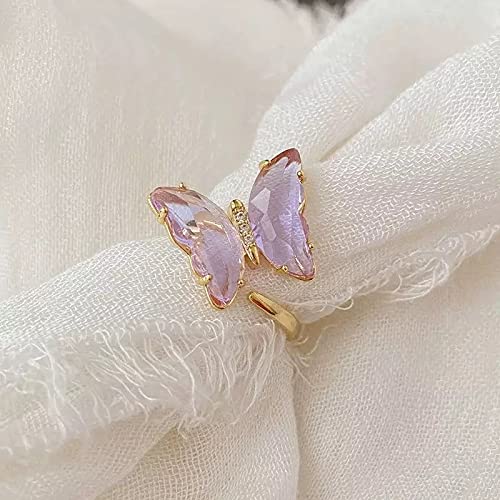 Vembley Gold Plated Purple Crystal Butterfly Ring Set For Women And Girls,Adjustable - View 4 of 5