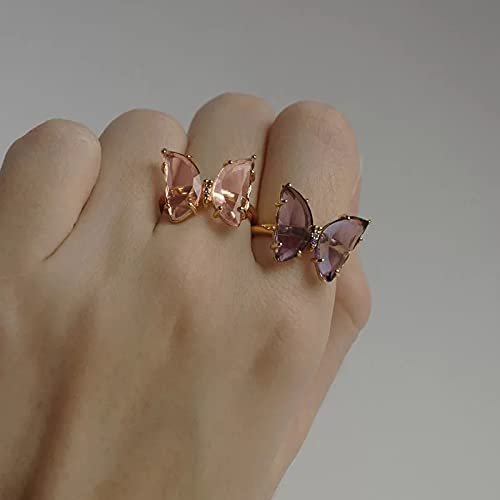 Vembley Gold Plated Purple Crystal Butterfly Ring Set For Women And Girls,Adjustable - View 5 of 5