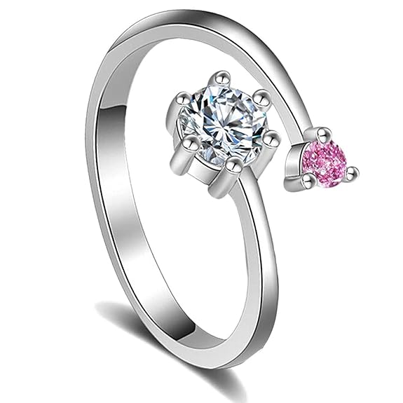 Om Jewells Pink Brass Combo of 4 Adjustable Finger Ring For Women - View 2 of 5