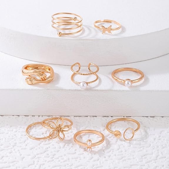 Shining Diva Fashion 9 Pcs Latest Stylish Rings for Women and Girls (14751r) - View 2 of 5