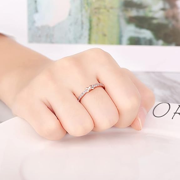Shining Diva Fashion Latest Stylish Rose Gold Plated Adjustable Solitaire Ring for Women and Girls (11922r) - View 2 of 5