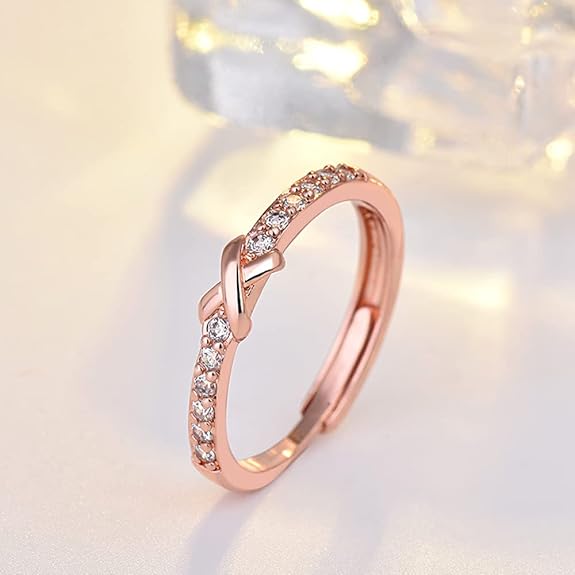 Shining Diva Fashion Latest Stylish Rose Gold Plated Adjustable Solitaire Ring for Women and Girls (11922r) - View 5 of 5