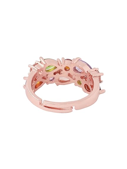 Yellow Chimes Crystal Rings For Women | Adjustable Ring Multicolor Swiss Cubic Zircon Crystal Ring | Rose Gold Plated Finger Ring for Girls | Birthday Gift For Girls & Women Anniversary Gift for Wife - View 3 of 3