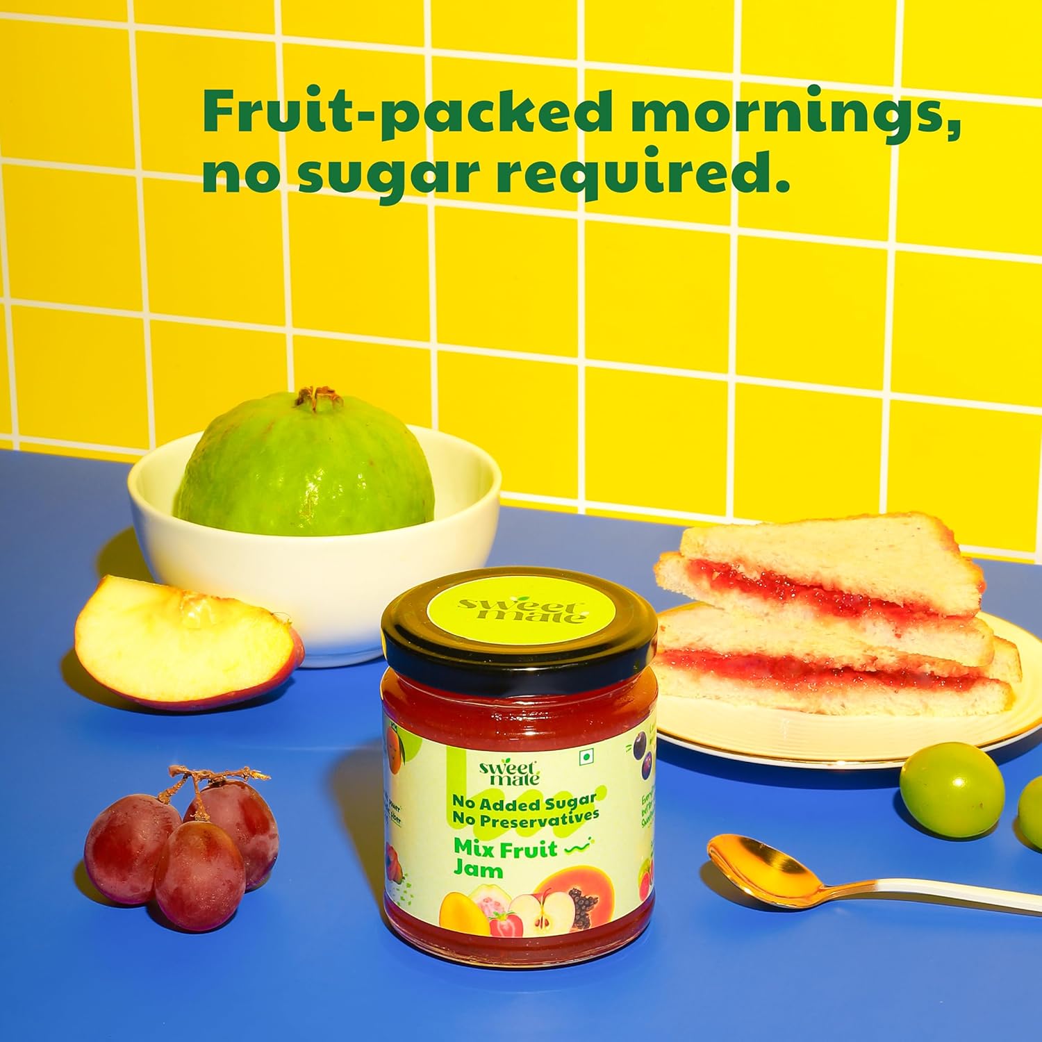 Sweetmate Mix Fruit Jam for Kids and Adults - (220g) | 100% Pure No Added Sugar | With Real Fruit Pulp | Naturally Sweetened | Diabetic and Keto Friendly | Delicious Jam - View 4 of 6