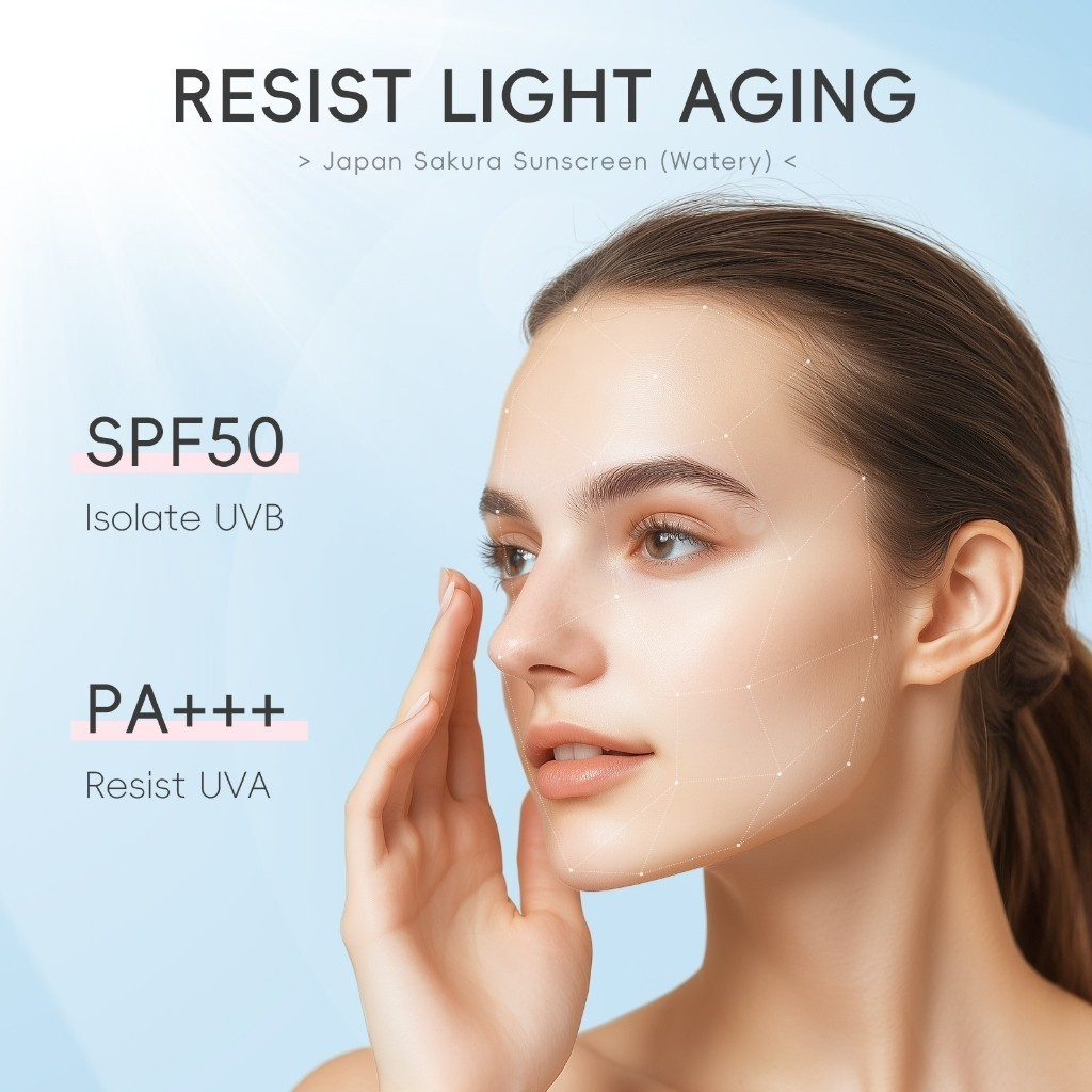 LAIKOU Japan Sakura Face Sunscreen SPF50 PA+++ Lightweight Sunblock UV Protection Watery 5g Daily Moisturizing Non-greasy Fast-absorbing Travel-size Facial Lotion For Women Men Sensitive Skin Hydrating Broad-spectrum Invisible Finish Sunscreen - View 3 of 3