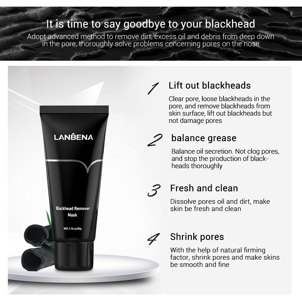 LANBENA Bamboo Charcoal Blackhead Remover Facial Mask 50g Peel Off Mask Pore Cleansing Strip Clay Mask Oil Control Deep Cleaning Acne Care Smooth Skin Purifying Skincare - View 3 of 3
