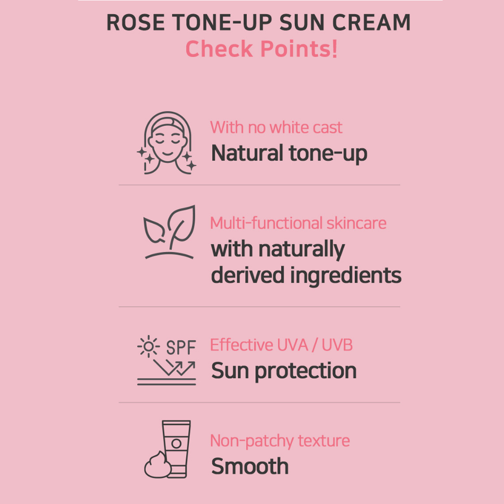 3W Clinic Rose Tone-Up Sun Cream SPF50+ PA+++ 70ml Brightening Sunscreen, Natural Glow Base, Daily UV Protection, Lightweight Moisturizing Makeup Primer Effect for Smooth Radiant Skin Finish - View 3 of 3