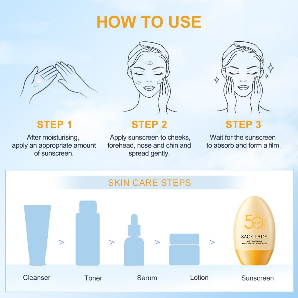 SACE LADY Sunscreen SPF 50 PA+++ Non-sticky UV Sun Protection Sunlock Moisturizing, Krim Pelindung Matahari - View 3 of 3
