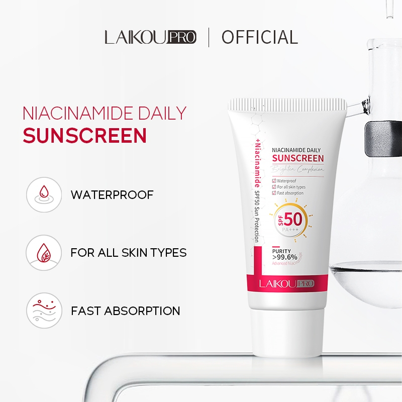 LAIKOU Pro 99.6% Niacinamide Sunscreen SPF50 PA+++ Brightening UV Protection Sunblock Lightweight Non-Greasy Moisturizing Tone Even Skin Daily Face Cream Repair Glow 50g - View 2 of 3