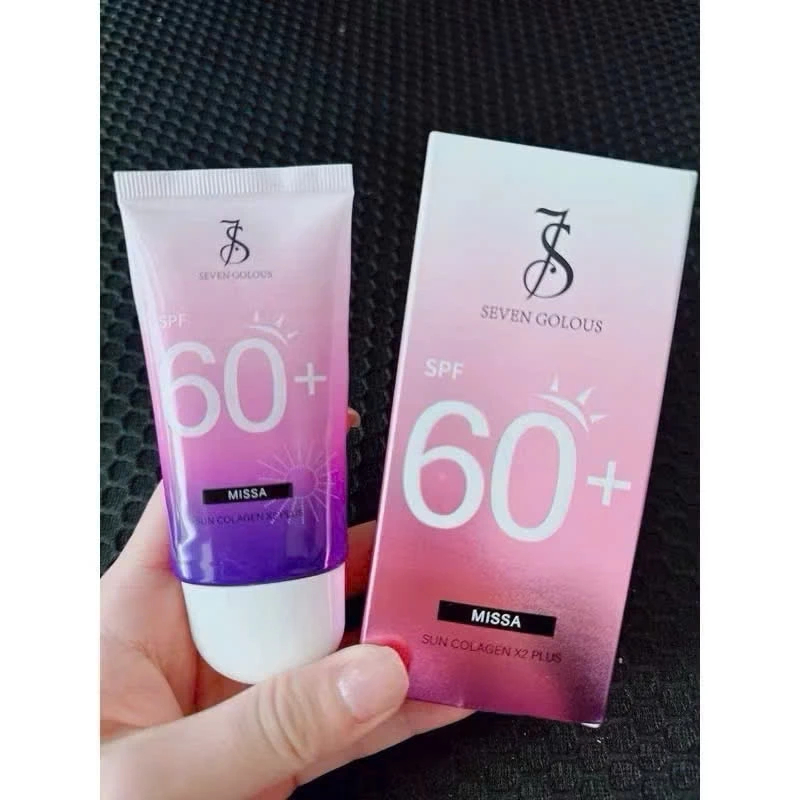 SEPTIMO COLOR SPF60+ Whitening Sunscreen Brightening UV Protection Sunblock Lightweight Non-Greasy Moisturizing Face Cream High Protection UVA UVB Defense Skin Tone Even Glow Daily Use-Purple - View 2 of 3