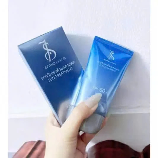 SEPTIMO COLOR SPF60+ Whitening Sunscreen Brightening UV Protection Sunblock Lightweight Non-Greasy Moisturizing Face Cream High Protection UVA UVB Defense Skin Tone Even Glow Daily Use-Green - View 3 of 3
