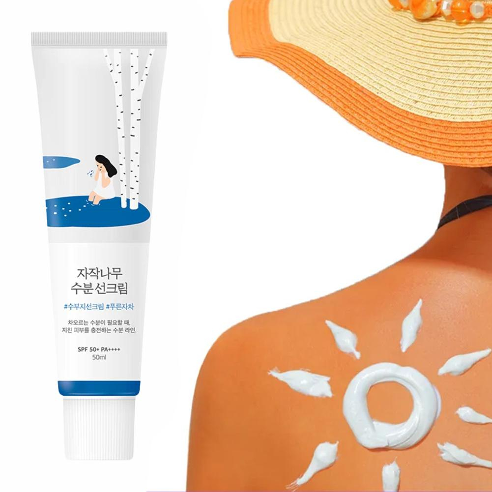 ROUND LAB Birch Juice Moisturizing Sun Cream SPF50+ PA++++ Hydrating Lightweight UV Protection Sunscreen Gel Cream Brightening Non-Greasy Moisturizer Makeup Base Smooth Skin Finish 50ml - View 3 of 3