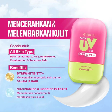 BUY™ EMINA UV Gel Sunscreen SPF50 PA++++ Water-Based UV Protection Gel Lightweight Non-Greasy Facial Sunscreen Oil Control Hydrating Brightening Smooth Skin Finish Daily Sunblock - View 3 of 3