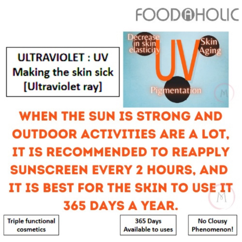 Korea Foodaholic Multi Face Sun Cream SPF50+ PA+++ Whitening Anti Wrinkle UV Protection Moisturizing Lightweight Non-Greasy Brightening Face Sunscreen Smooth Skin Tone Even Daily Use 70ml - View 3 of 3