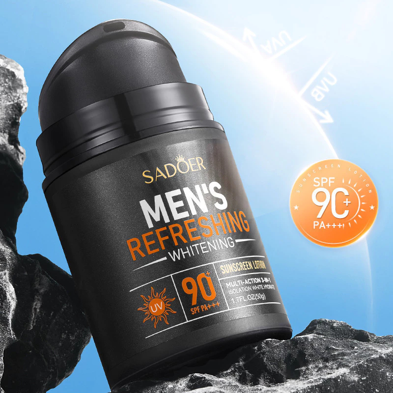 ROREC SADOER Men Sunscreen SPF90+ PA+++ Refreshing Whitening UV Protection Lotion Lightweight Non-Greasy Moisturizing UVA UVB Defense Oil Control Smooth Finish Daily Use Sunblock 50g - View 2 of 3