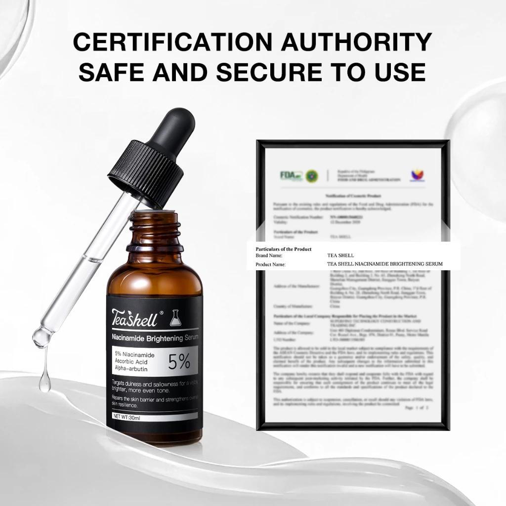 Teashell Whitening Serum 5% Niacinamide Alpha Arbutin Brightening Dark Spot Corrector Face Serum Hydrating Lightweight Pore Minimizing Smooth Skin Tone Even Radiance Booster Daily Skincare - Related product