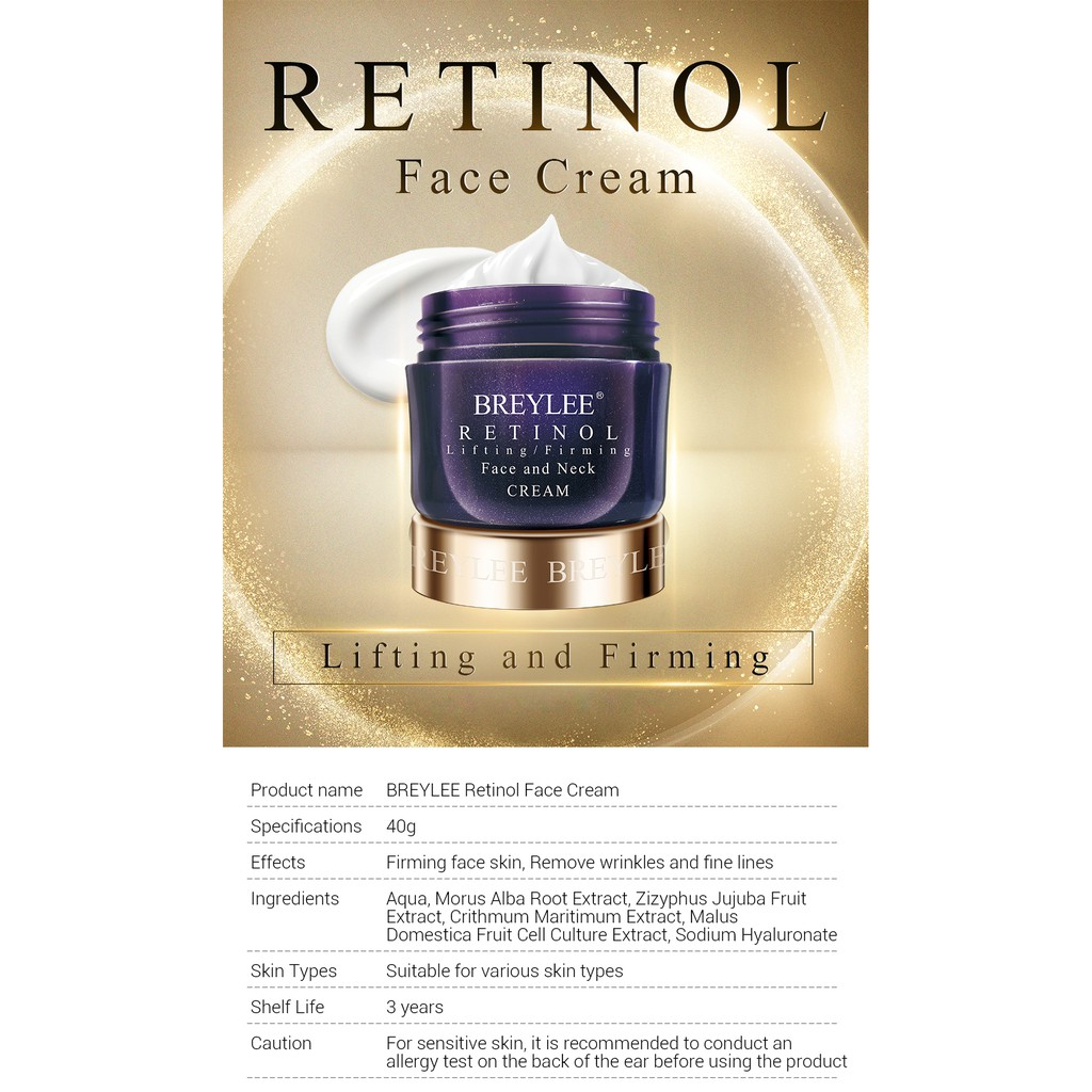 BREYLEE Retinol Firming Face Cream Anti Aging Lifting Neck Wrinkle Removal Moisturizing Skin Firming Smoothing Brightening Face Serum Cream Lightweight Repair Hydrating Daily Skincare - View 3 of 3
