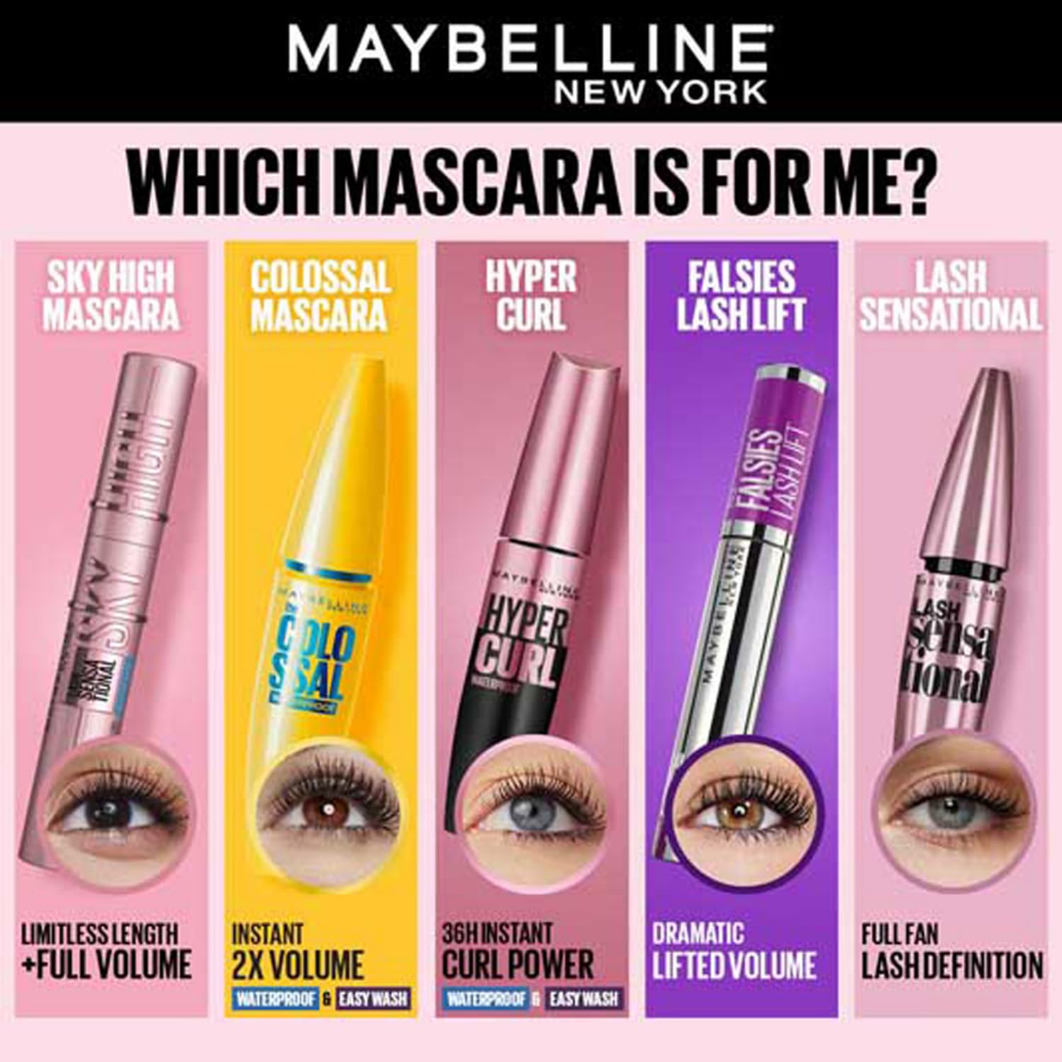 Maybelline New York Mascara, Highly Pigmented Colour, Long-lasting, Waterproof, Hypercurl , Black, 9.2ml - View 2 of 6
