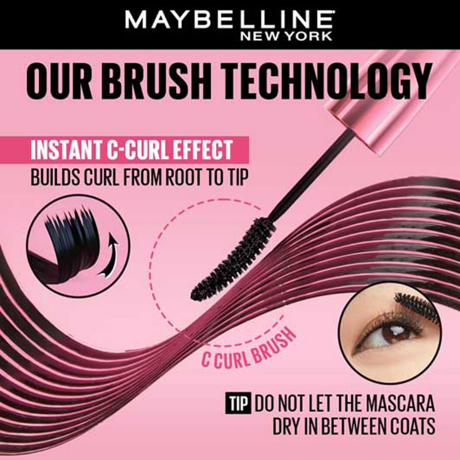 Maybelline New York Mascara, Highly Pigmented Colour, Long-lasting, Waterproof, Hypercurl , Black, 9.2ml - View 3 of 6