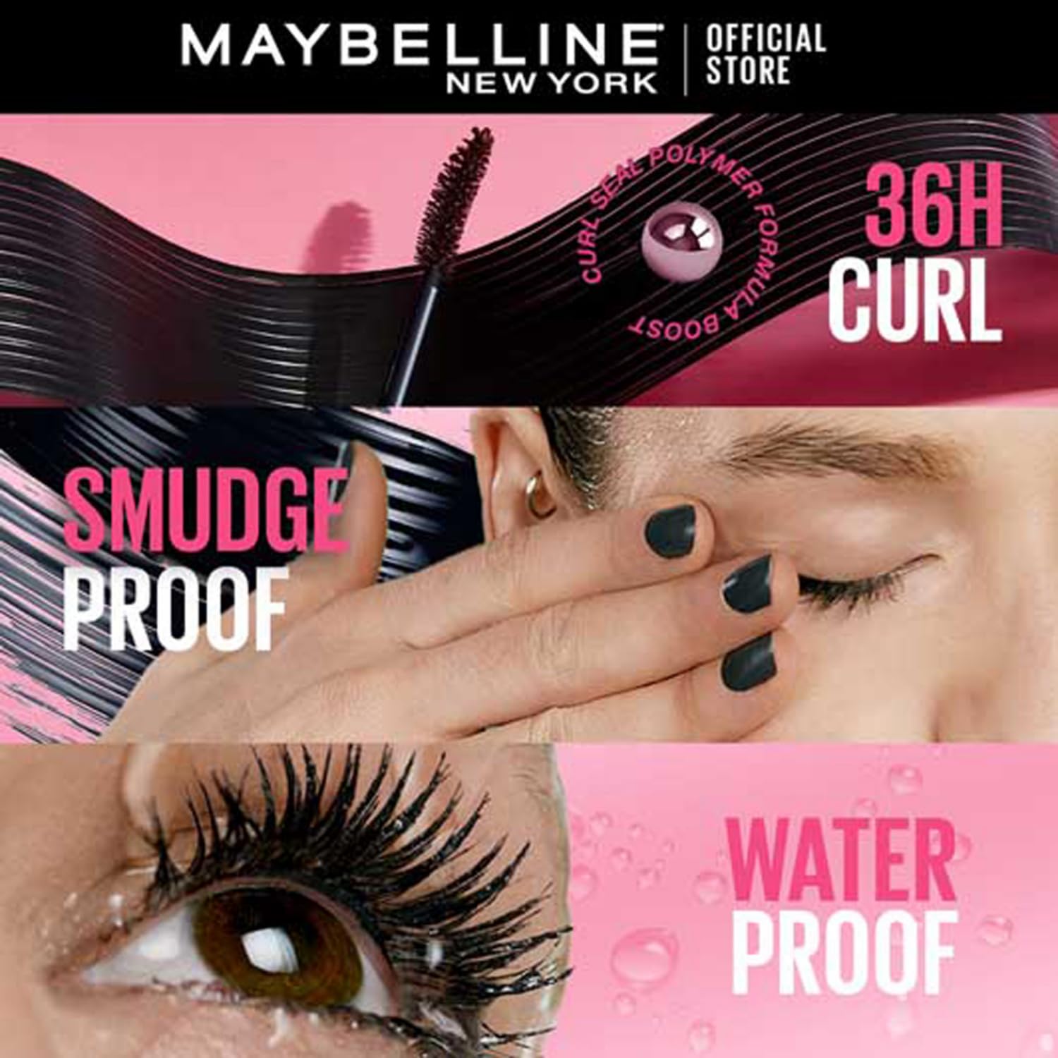 Maybelline New York Mascara, Highly Pigmented Colour, Long-lasting, Waterproof, Hypercurl , Black, 9.2ml - View 5 of 6