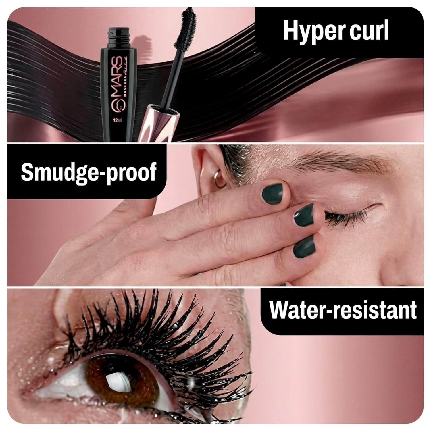 MARS Fabulash Volumizing Mascara | Up to 18 Hours Stay | Waterproof with Intense Jet Black Color (12ml) (Black) - View 5 of 6