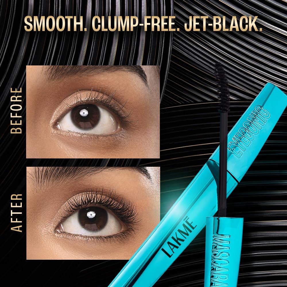 Lakme 9 to 5 Eyeconic Curling Mascara, Lightweight, Water-Resistant Mascara with Smart Curl Brush, Deep Black, 9 ml - View 10 of 10