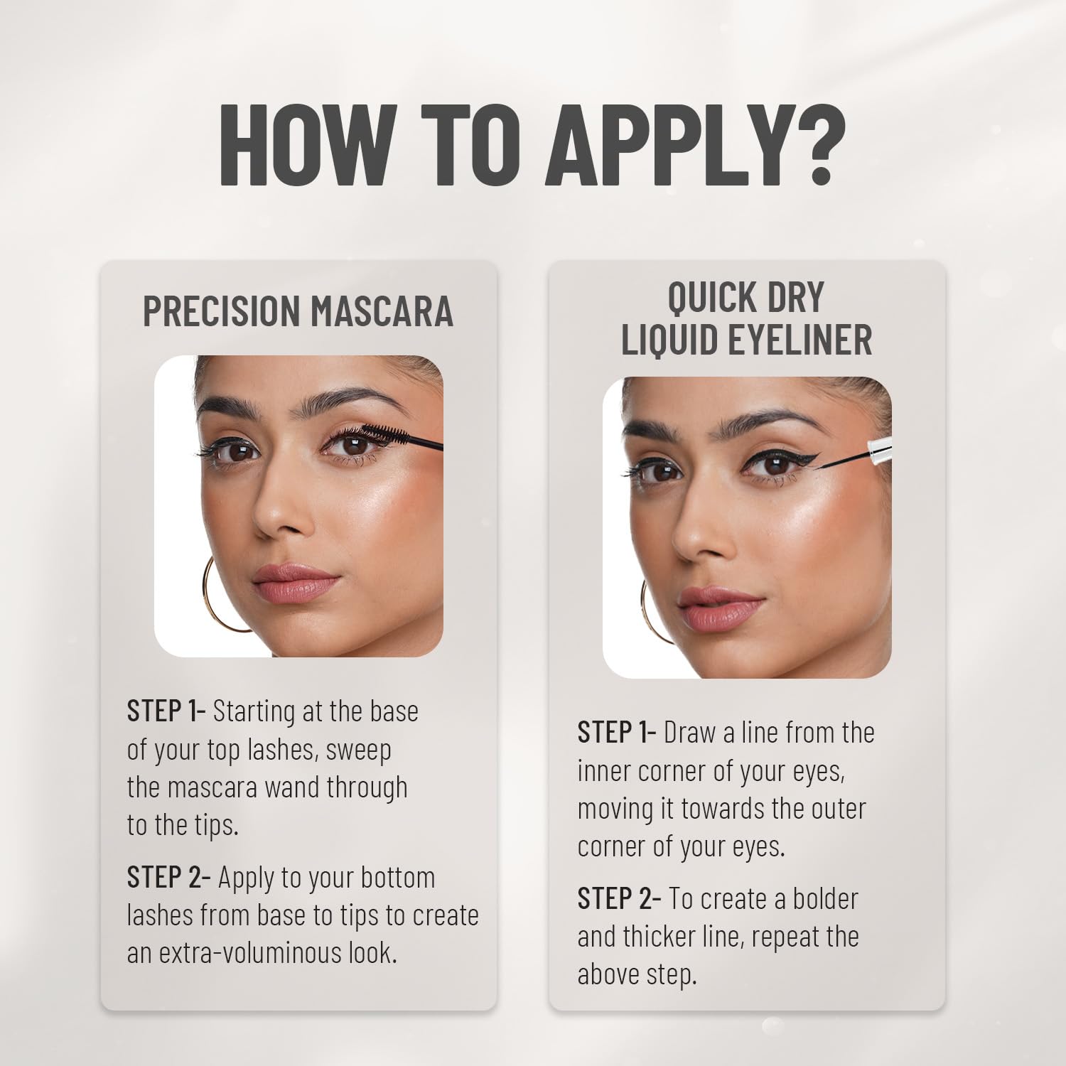 SWISS BEAUTY Liquid Metallic Wing & Volume Kit | Mascara + Eyeliner | Water-Resistant | Quick-Drying | Long-Lasting | 12.5g - View 3 of 6