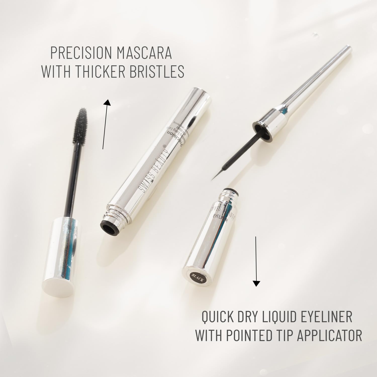 SWISS BEAUTY Liquid Metallic Wing & Volume Kit | Mascara + Eyeliner | Water-Resistant | Quick-Drying | Long-Lasting | 12.5g - View 4 of 6