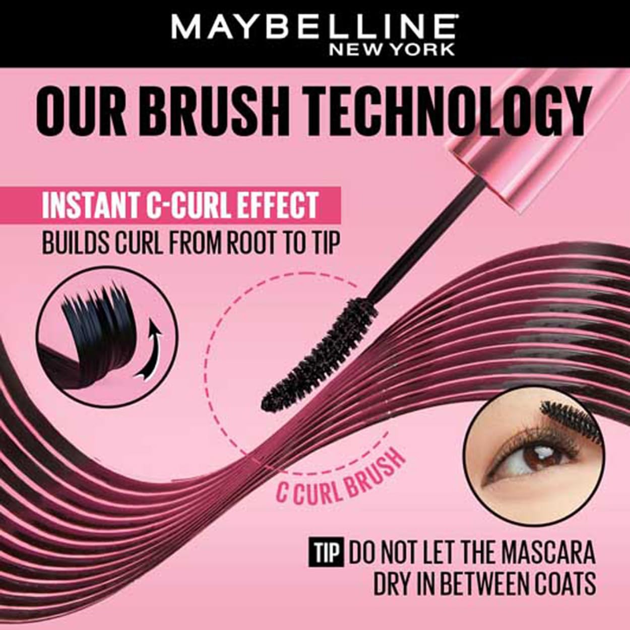 Maybelline New York Hypercurl Mascara,Highly Pigmented Colour, Long-lasting, Washable, Black 9.2ml - View 3 of 5