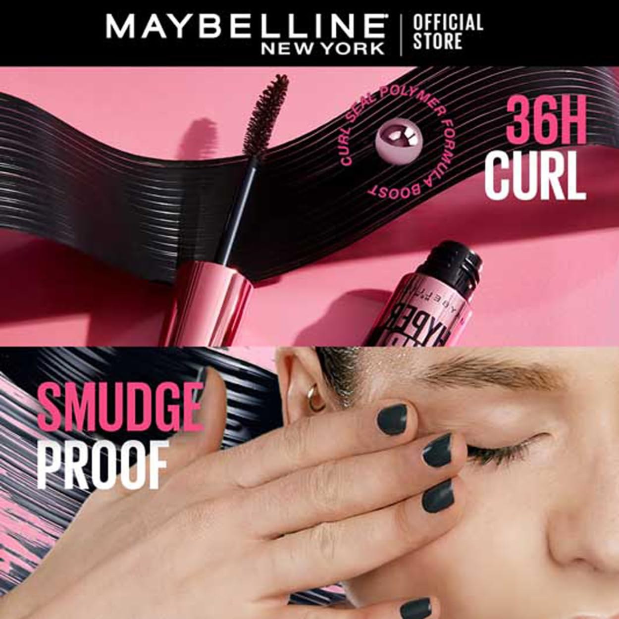 Maybelline New York Hypercurl Mascara,Highly Pigmented Colour, Long-lasting, Washable, Black 9.2ml - View 5 of 5